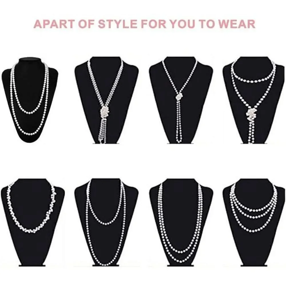 🤍✨ 6PCS 1920s White Accessories Flapper Great Gatsby Retro Costume Set NEW